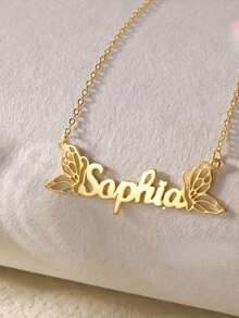 定制个性化名字项链，优雅简约风格，时尚日常项链配饰，DIY生日礼物，情人节礼物，母亲节礼物，圣诞节礼物，毕业典礼礼物，女士时尚吊坠首饰 - 均碼 - 查看 4