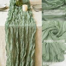 Cheesecloth Bohemian Polyester Table Runners,Pleated Atmospheric Table Runner,Solid Color Table Cover,Holiday Desktop Decoration Fabric Table Runner,Home Decoration,Dining Table Decor,Room Decor,Wedding Decor