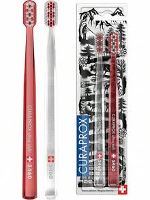 Cepillo Dental Curaprox School – Para Niños de 4+ Años |   Ultrasuave y Compacto (Rojo, Verde) - Rojo, verde - Ver 1