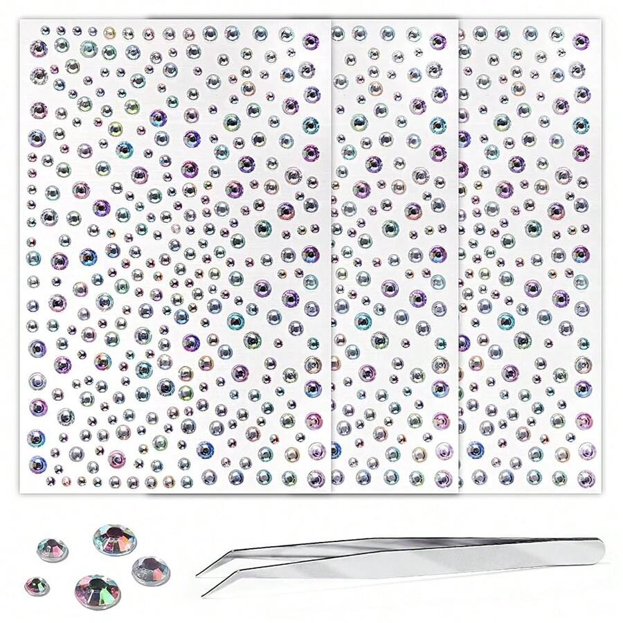 975Pcs Face Gems Hair Gems, Self-Adhesive Face Jewels Eye Jewels Rhinestones 3/4/5/6 Mm DIY Face Gems Stick On, Hair Body Rhinestones Gems Crystals Pearls For Face Makeup, Crafts (Gem_whiteab){Inchcolor_nameinch:Inchgem_whiteabinch} - gem_whiteab - 查看 1