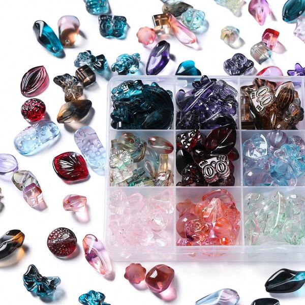 Size 8~25.5mm/Aperture 1.2~1.5mm Ice Transparent Light Color Mixed Bead DIY Handmade Headwear Hair Accessories Bead Loose Bead Accessories Bracelet Phone Chain Accessories