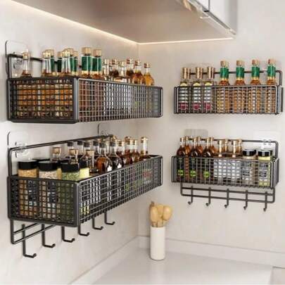 Multi-Layer Organizer With Hooks For Bags & Accessories,Easy-Install Over-The-Door Metal Storage Rack - No-Drill, Flexible & Door-, Design For Home & Dorm, Wall Mounted Storage