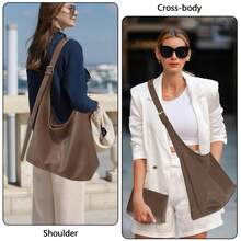Korean Minimalist Casual Pu Tote Bag Combination Bag, Autumn And Winter Retro All-In-One Shoulder Tote Bag, With Change Bag Mother Bag, Large Capacity Commute Shopping Bag. Women's Shoulder Bag Casual Wallet Set. New Large-Capacity Leather Handbag. Purses And Bags Women - 咖色 - 查看 5