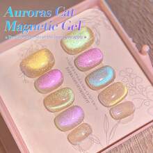 Cat Magnetic Eye Gel Nail Polish, Blue Tears Auroras Gel Polish, Blue Pink Yellow Purple Glassy Glitter Holographic Gel Nail Polish For Nail Art Manicure Salon DIY 4PCS 5ML{Inchcolor_nameinch:InchBlueTearsAurorasinch} - 藍淚極光 - 查看 9