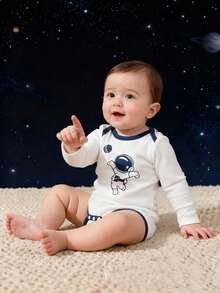 3 件套男婴休闲星球印花长袖连体衣，春秋季 - 彩色 - 查看 4