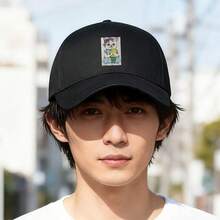 A black cat and a fashionable cap with a fish pattern sports duck cap visual ball cap unisex low cap baseball cap Baseball cap snapback graphic print low cap breathable small head around snapback cap Duckville cap fashionable retro large head around - ブラック - チェックする 2