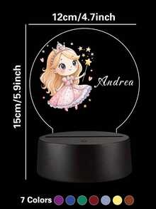 1pc Custom Personalized Table Lamp Night Light Customized Cartoon Princesses And Animals 3D Night Light Toy Acrylic Night Lights Gift For Home Room Decoration Night Light Usb Powered & Battery Operated Optical Illusion Table Lamp With Remote Control Perfect Gift Send To Girls For Valentine's Day, Easter, Christmas Unique Room Decor, Fun And Adorable Nightlight Gifts Birthday Graduation Home Decor Back To School School Supplies,Christmas Gift Supplies