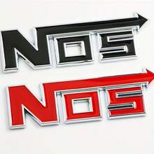 1pc Fashionable Metal NOS Car Logo - Universal, Suitable For Body, Trunk And Side Panels, High Adhesive Waterproof Design, Car Modification Culture Logo, Stylish Appearance Upgrade Accessory - Multicolor - View 1