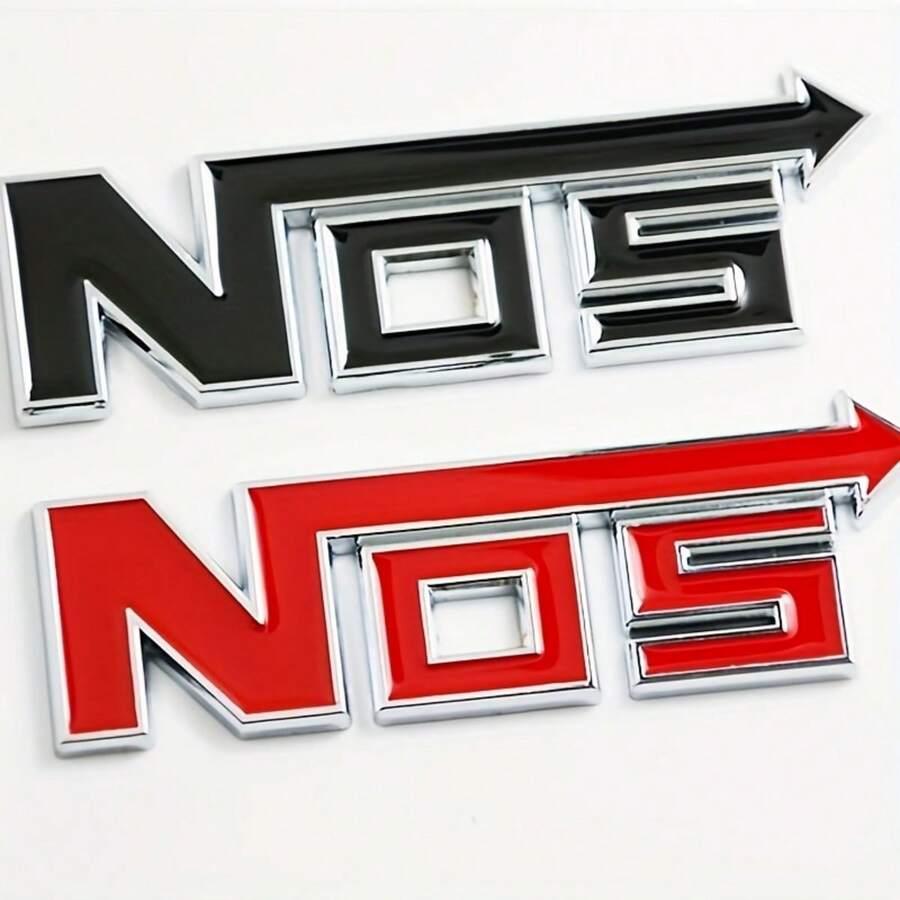 1pc Fashionable Metal NOS Car Logo - Universal, Suitable For Body, Trunk And Side Panels, High Adhesive Waterproof Design, Car Modification Culture Logo, Stylish Appearance Upgrade Accessory - Multicolor - View 1