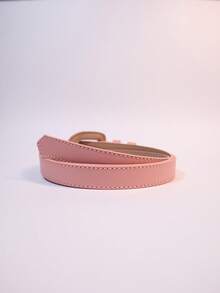 Elegant Casual Women's Belt With Covered Oval Buckle For Dresses, Pants, And Skirts - Multicolor - 珊瑚粉 - 查看 6