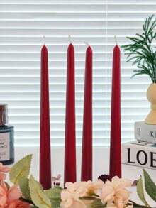 2/4 pièces Bougies rouges effilées de 10 pouces, bougies parfumées à la cire de soja, convenant pour la décoration de mariage et de Noël, la décoration intérieure, les cadeaux de fête, la décoration de fête d'anniversaire, les cadeaux de fête des mères, la décoration de Noël, les cadeaux de Noël - Multicolore - Voir 3