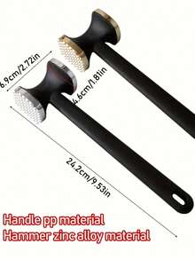 1pc Aluminum Alloy Meat Tenderizer, Chicken Meat Masher, Manual Meat Grinder, Multi-Function Steak Pounder Chicken Beef Tenderizer - Black - View 4
