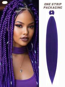 Halloween Pre Stretched Braided Hair Extension 24 Inch Braid Without Knot Box Professional Synthetic Crochet Natural EZ Braid Burn Black Wine Hair Band For Halloween And Christmas New Year Carnival Music Festival