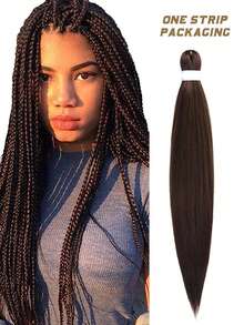 Halloween Pre Stretched Braided Hair Extension 24 Inch Braid Without Knot Box Professional Synthetic Crochet Natural EZ Braid Burn Black Wine Hair Band For Halloween And Christmas New Year Carnival Music Festival