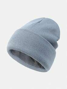 Men's Solid Color Warm Knit Beanie Hat, Multiple Colors Available, Suitable For Daily Outdoor Wear In Winter - Solid Color Knitted Hat - View 14