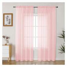 Pink Sheer Curtains 90 Inches Long 2 Panels Set, Light FilteringFilmy Drapes For Living Room Bedroom, Elegant Soft Rod Pocket Voile Sheer Window Curtains, 42Wx90L Inch, 2PCS - Multicolor 122 - View 1