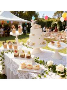 6PCS Cake Stand Set, Gold Metal Cake Stands For Party, Dessert Table Display Set, 3 Size Round Cake Pedestal Stand With Cupcake Risers Stands, Dessert Cake Holders For Weddings, Birthday, Baby Shower - 白色 - 查看 10