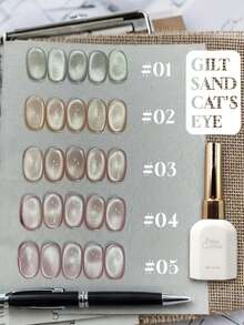 Miss Comoy 15ml 新品金色猫眼指甲油，精细磁性粉末，强力附着，反光效果，强磁冰渗透，亮白猫眼美甲凝胶，美甲沙龙常用美甲凝胶 - 彩色 - 查看 2