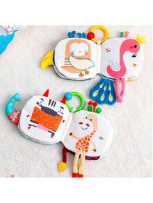 1个卡通3D布偶尾巴书娃娃，耐撕咬，带摇铃和BB弹装置，可悬挂，适合作为新生儿礼物 - 彩色 - 查看 4