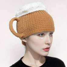 1 pieza Gorro de punto divertido con diseño de jarra de cerveza, gorra de invierno cálida y unisex - Calcetines de cerveza con gorro grueso - Ver 6