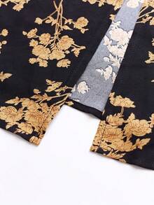 Elegant Y2K Floral Midi Dress For Women - Blue With White Flowers, Off Shoulder Design, Tie-Up Straps, A-Line Silhouette, Polyester, Machine Washable - Perfect For Summer - Màu vàng - Xem 4