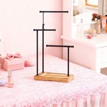 1pc Adjustable 3-Tier Jewelry Display Stand, Necklace Bracelet Earring Watch Organizer - (Black, White, Gold) Metal Frame With Round Wooden Shelves, Multi-Purpose Jewelry Tower, Modern Home Decor & Storage, Elegant Minimalist Design, Sturdy Structure - Perfect Decoration For Bedroom Jewelry Table, Best Gift For Girlfriend On Valentine's Day, Christmas, Mother's Day - Multicolor - View 6