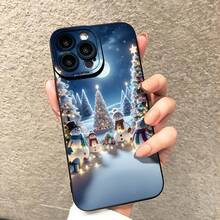 New Christmas Theme Snowman Family Pattern Creative Hot-Selling Phone Case - Suitable For IPhone 16e/7/8/XR/XS/X/11/12/13/14/15/16 Pro Max/Plus, Shockproof Full Protection Phone Case/Printed Phone Case/UV Phone Case, Gift For Friend/Friend - nero - Visualizzare 5