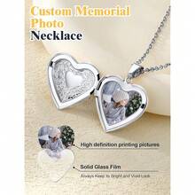 U7 Women Locket Necklace Platinum 14K Gold Photo Lockets That Hold Picture,Chain 20 Inch Person.Alized Gift Custom Love Heart Image Necklaces{Inchcolor_nameinch:Inch01#(Hot!)PlatinumHeartinch} - 01#(Hot!)白金心 - 查看 5