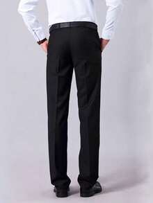 Pantalones rectos de verano para hombre, pantalones formales de negocios de corte slim en color negro, pantalones casuales para primavera y otoño - Negro - Ver 5