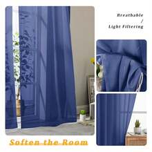Royal Blue Sheer Curtains 96 Inches Long 2 Panels, Elegant Window Treatments Voile Curtains For Living Room, Light Filtering Rod Pocket Sheer Drapes, Each 42" Wx96 - 多色144 - 查看 2