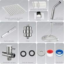 Regaderas para Baño con Filtro, 10" Cabezal de Ducha Antióxido, [20 Capas de Filtrado], con Shower Head de Mano, Regadera Fija Cuadrada de Presion, con 2 Cartuchos Filtrantes y Accesorios(Plateado) - Tipo 1 - Ver 9