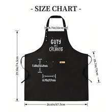 1pc Adjustable Length Adult Apron - Durable Polyester Kitchen Apron With Bold "GUTY AKA CREAKTG" Text Design, Black & White Contrast, Adjustable Straps For Cooking, Baking, Grilling, Baking Accessory, Casual Kitchenwear, Comfortable Fit, Cooking Accessory, Statement Kitchenwear, Highquality Fabric, Professional Chefs - AZX0001 - 查看 1