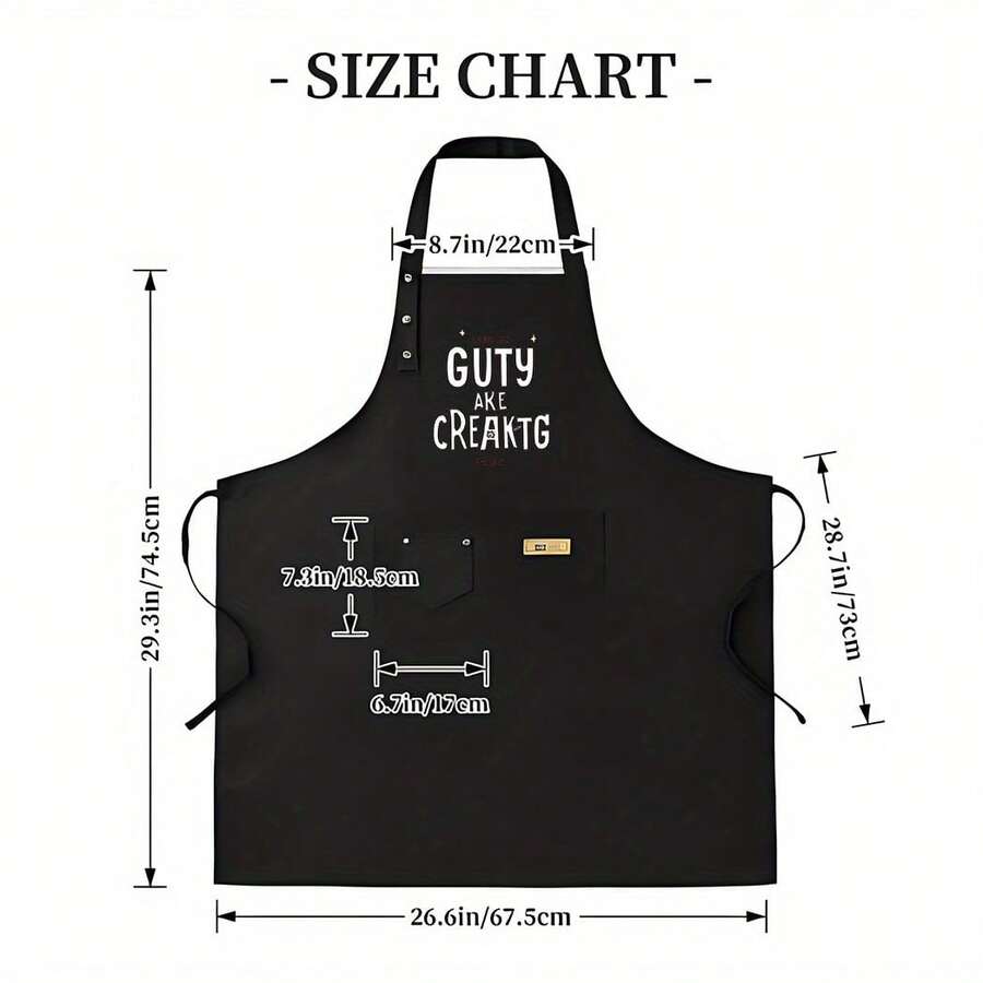 1pc Adjustable Length Adult Apron - Durable Polyester Kitchen Apron With Bold "GUTY AKA CREAKTG" Text Design, Black & White Contrast, Adjustable Straps For Cooking, Baking, Grilling, Baking Accessory, Casual Kitchenwear, Comfortable Fit, Cooking Accessory, Statement Kitchenwear, Highquality Fabric, Professional Chefs - AZX0001 - 查看 1