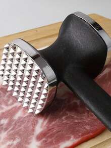 1pc Aluminum Alloy Meat Tenderizer, Chicken Meat Masher, Manual Meat Grinder, Multi-Function Steak Pounder Chicken Beef Tenderizer - Black - View 6