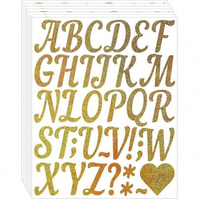 8 Sheets Vinyl Letter Stickers Gold Alphabet Sticker 3 Inch Stick On Letters Glitter SelfAdhesive ABC Number Stickers For Waterproof For Bulletin Boards Mailbox Numbers DIY Crafts 3 Inch (Gold)