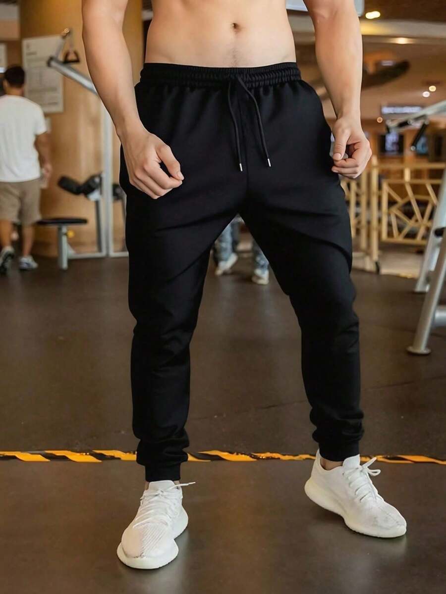 Pantalones deportivos informales para hombres, pantalones largos transpirables y agradables para la piel con cordón y bolsillos con cremallera con estampado, adecuados para novio/esposo
