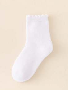 5 Pairs Kids Socks/Thermal Socks/Floor Socks/Snow Socks, Warm And Simple, Autumn/Winter, Fashionable Mid-Calf Socks, Comfortable Casual Versatile, Suitable For Party, Home, Office, Outdoor And Daily Wear In Autumn/Winter, Random Color Delivery - White - View 5