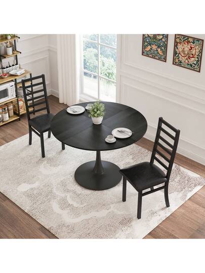 Set Of Dining Chairs Steel Legs PU Leather Seats Kitchen Living Room Zwart Grijs view 6