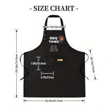 1pc BBQ Timer Kitchen Apron - Durable Polyester With Adjustable Straps & Multiple Pockets, Fun BBQ-Themed Design For Grilling Enthusiasts, Chefs, Home Cooks, Chef Uniform, Onepiece Workwear, Sturdy Construction, Professional Chefs - AZX0001 - 查看 4