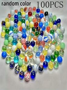 100pcs Random Color Glass Marbles - Assorted Color Glass Game Marbles, Suitable For Aquarium Decor, Crafts And Decorative Use, DIY Craft Material (Slight Defects, Cautious Purchase) - Multicolor - View 8