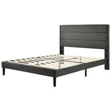 Upholstered Bed 140 X 200 Cm, Bed Frame With Slatted Frame & Headboard, Upholstered Double Bed, Textile Cover Linen In Dark Grey, Modern Timeless Design, Youth Bed - Dark Grey - View 8