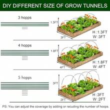 Garden Hoops Greenhouse Hoops For Row Covers & Raised Beds, Rust-Free Fiberglass Frame, DIY Adjustable Garden Tunnel With Clips For Plant Covers, Netting, & Frost Protection, 60pcs{Inchsize_nameinch:Inch14ftinch} - 14英尺 - 查看 4