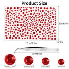 975Pcs Face Gems Hair Gems, Self-Adhesive Face Jewels Eye Jewels Rhinestones 3/4/5/6 Mm DIY Face Gems Stick On, Hair Body Rhinestones Gems Crystals Pearls For Face Makeup, Crafts (Gem_red){Inchcolor_nameinch:Inchgem_redinch} - 寶石紅 - 查看 3
