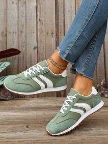 Damen Lässig Sportschuhe, Sneaker, Frühling/Sommer Neue Lässig Laufschuhe für Studenten, Weiß/Beige/Rot, geeignet für Sport, Gehen, Joggen, Alltag, leicht, bequeme Damen Sportschuhe - Grün - Übersicht 4