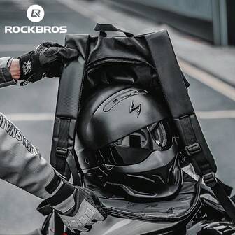 ROCKBROS 1pc 14.5-Litre Large-Capacity Helmet Backpack – Crafted From Polyester Fibre Fabric With High Abrasion Resistance & Premium Texture