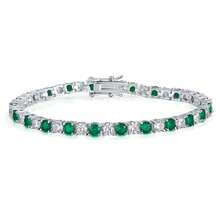 1pc Elegant Decorated Colorful Tennis Chain 925 Silver Bracelet, Suitable For Vacation, Party, Gift For Family, Friends, Christmas, Halloween, Valentine's Day, Birthday - Green - View 8