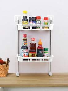 Estante de almacenamiento de baño de pared hueco negro simple, hierro moderno para el hogar (51cm Alto) - Blanco - Ver 3