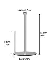 1pc Paper Towel Holder Countertop , Premium Stainless Steel Kitchen Roll Dispenser, Easy To Install,Countertop Roll Organizer With Weighted Base - Multicolor - View 2