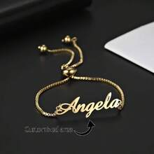 Customized Box Bracelet - An Elegant And Classic Personalized Name Bracelet For Women - Customized 18K Gold-Plated Stainless Steel, Adjustable Chain, Suitable For Daily Wear And Gifts - Christmas Friendly - Nhiều màu - Xem 2