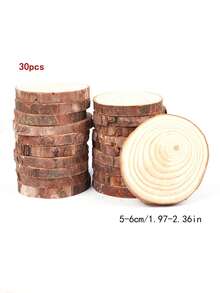 10-50pcs Unfinished Wooden Discs 3-10cm, Undrilled Wooden Rings For DIY Crafts, Wooden Plates, Wedding Centerpieces, Christmas Tree Decorations